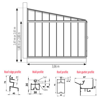 Luxia Retro Anlehn-Gewächshaus
